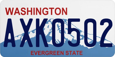 WA license plate AXK0502
