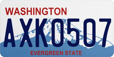 WA license plate AXK0507