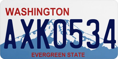 WA license plate AXK0534