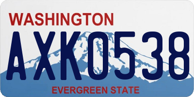 WA license plate AXK0538