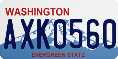 WA license plate AXK0560