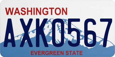 WA license plate AXK0567