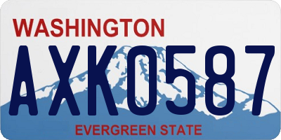 WA license plate AXK0587