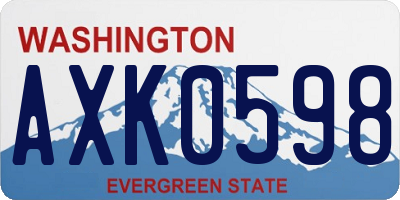 WA license plate AXK0598