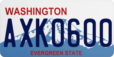 WA license plate AXK0600