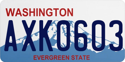 WA license plate AXK0603