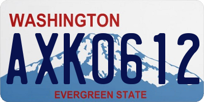 WA license plate AXK0612