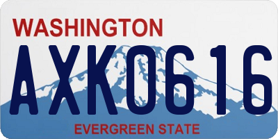 WA license plate AXK0616