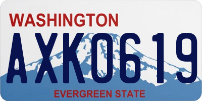 WA license plate AXK0619