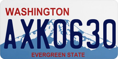 WA license plate AXK0630