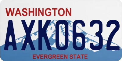 WA license plate AXK0632