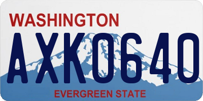 WA license plate AXK0640