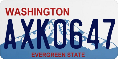 WA license plate AXK0647