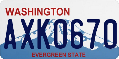 WA license plate AXK0670