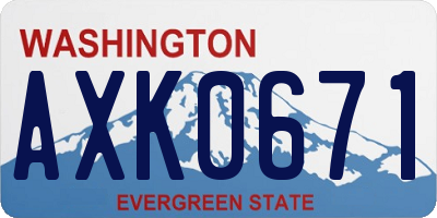 WA license plate AXK0671