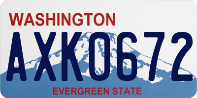 WA license plate AXK0672