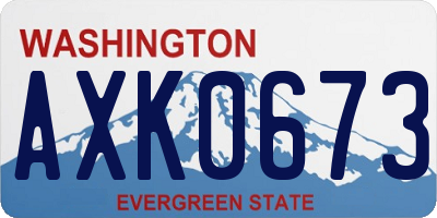 WA license plate AXK0673
