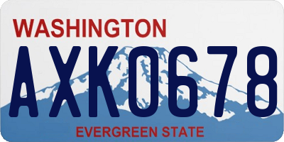 WA license plate AXK0678