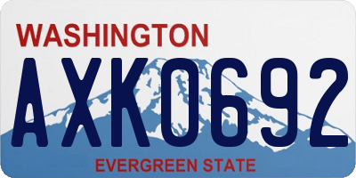 WA license plate AXK0692