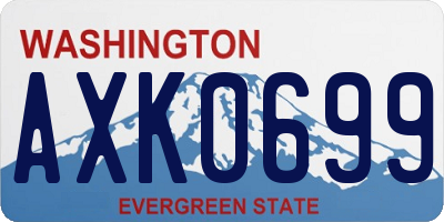 WA license plate AXK0699