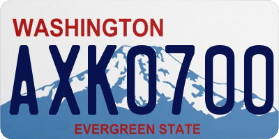 WA license plate AXK0700