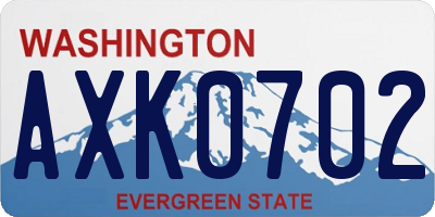 WA license plate AXK0702