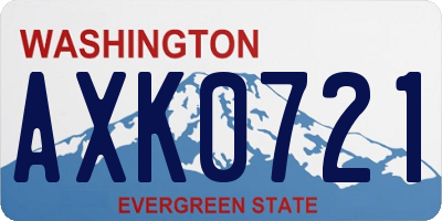 WA license plate AXK0721