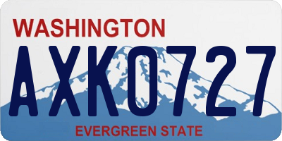 WA license plate AXK0727