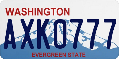 WA license plate AXK0777