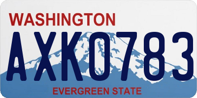 WA license plate AXK0783