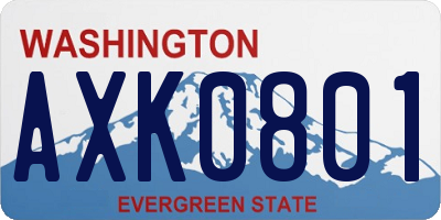 WA license plate AXK0801