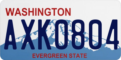 WA license plate AXK0804