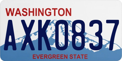 WA license plate AXK0837