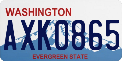 WA license plate AXK0865