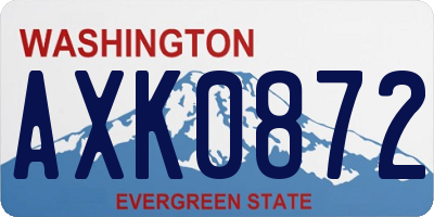 WA license plate AXK0872