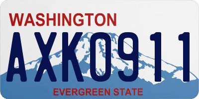 WA license plate AXK0911