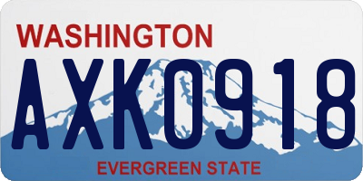 WA license plate AXK0918