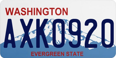 WA license plate AXK0920