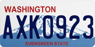 WA license plate AXK0923
