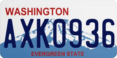 WA license plate AXK0936