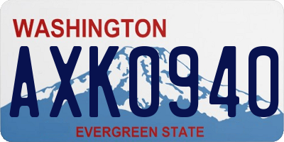 WA license plate AXK0940