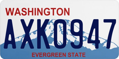 WA license plate AXK0947