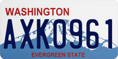 WA license plate AXK0961