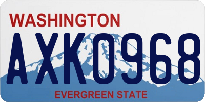 WA license plate AXK0968