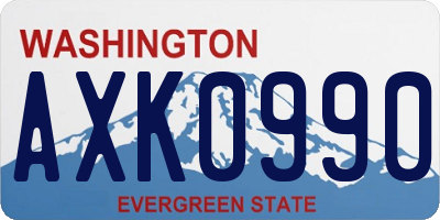 WA license plate AXK0990