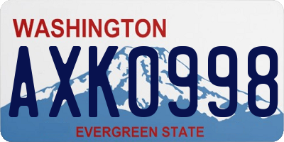 WA license plate AXK0998