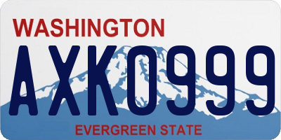 WA license plate AXK0999