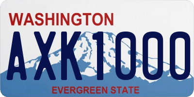 WA license plate AXK1000