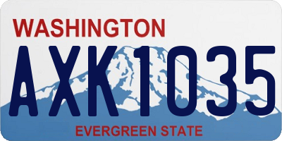 WA license plate AXK1035