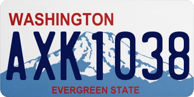 WA license plate AXK1038